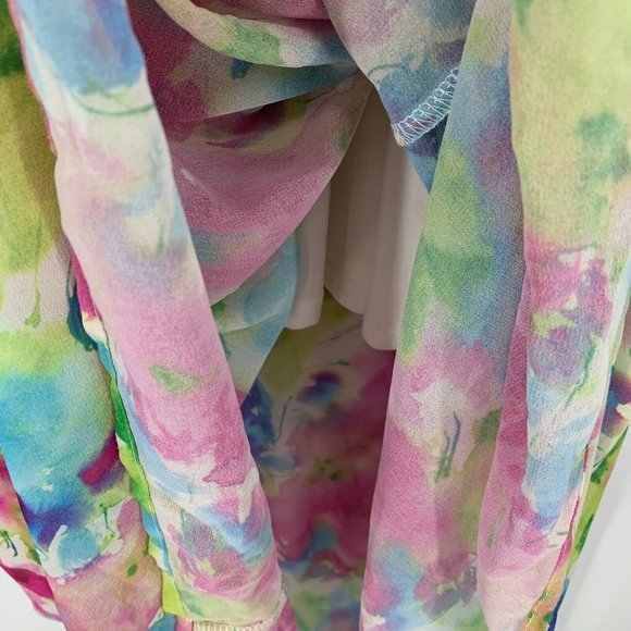 Peach Love California Dress Maxi Watercolor Sleeveless Halter Neck - Picture 7 of 12